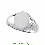 14K White Gold Oval Signet Ring