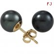 14K White Gold Pair Akoya Cultured Black Pearl Earrings