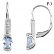 14K White Gold Pair Genuine Aquamarine And Diamond Earrings