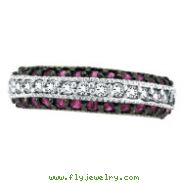 14K White Gold Pink Sapphire & .29ct Diamond Fashion 3-Tier Ring