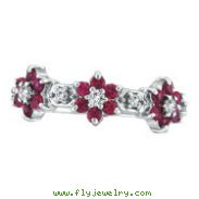 14K White Gold Pink Sapphire & .33ct Diamond Flower Eternity Ring