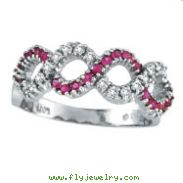 14K White Gold Pink Sapphire and Diamond Swirl Ring