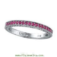14K White Gold Pink Sapphire Stackable Band Ring