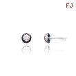 14K White Gold Polished & Diamond-Cut Half Ball Post Earrings