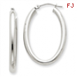 14k White Gold Polished 3mm Oval Tube Hoop Earrings