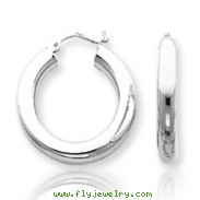 14K White Gold Polished 5x30mmTube Hoop Earrings