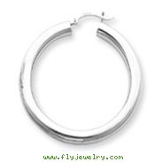 14K White Gold Polished 5x45mm Tube Hoop Earrings