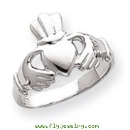 14k White Gold Polished Claddagh Ring