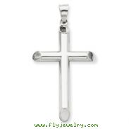 14K White Gold Polished Hollow Cross Pendant