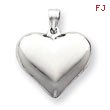 14K White Gold Polished Hollow Heart Pendant