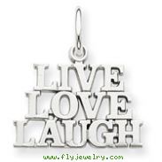 14K White Gold Polished Live Love Laugh Charm