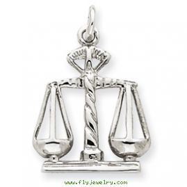 14k White Gold Polished Open-Backed Large Scales of Justice Charm