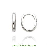 14K White Gold Polished Oval Hinged Hoops