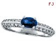 14K White Gold Prong Setting .78ct Sapphire and .38ct Diamond Ring