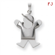 14k White Gold Puffed Boy with Hat on Right Engraveable Charm