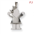 14k White Gold Puffed Girl with Bow on Left Engraveable Charm