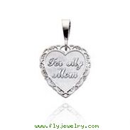 14K White Gold Reversible "For My Mom" Heart Pendant