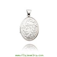 14K White Gold Reversible "Love You Always" Oval-Shaped Locket