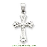 14K White Gold Reversible Crucifix  Cross Pendant