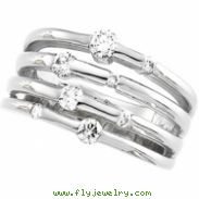 14K White Gold Right Hand Diamond Ring