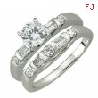 14K White Gold Round and Tap Baguette Diamond Bridal Ring