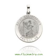 14K White Gold Round Saint Christopher Medal