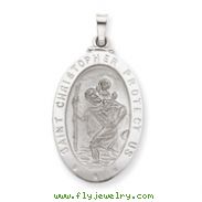 14K White Gold Saint Christopher Medal Pendant