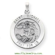 14K White Gold Saint Michael Medal Pendant