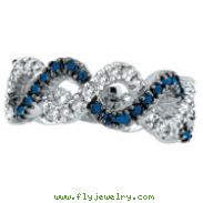 14K White Gold Sapphire & Diamond Swirl Ring