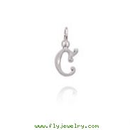 14K White Gold Satin & Diamond-Cut Initial "C" Pendant