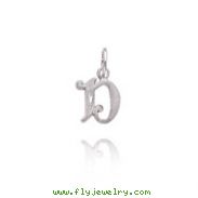 14K White Gold Satin & Diamond-Cut Initial "D" Pendant