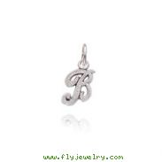 14K White Gold Satin Script Initial "B" Pendant