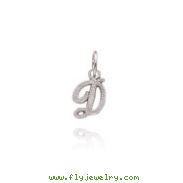 14K White Gold Satin Script Initial "D" Pendant