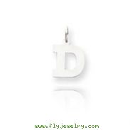 14K White Gold Small Block Initial "D" Charm