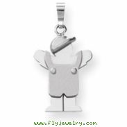 14k White Gold Small Boy with Hat on Left Engraveable Charm