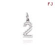 14K White Gold Small Diamond-Cut Number 2 Charm