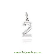 14K White Gold Small Diamond-Cut Number 2 Charm