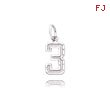 14K White Gold Small Diamond-Cut Number 3 Charm