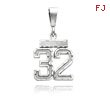 14K White Gold Small Diamond-Cut Number 32 Charm