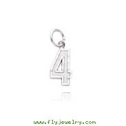 14K White Gold Small Diamond-Cut Number 4 Charm