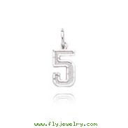 14K White Gold Small Diamond-Cut Number 5 Charm