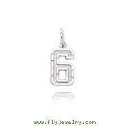 14K White Gold Small Diamond-Cut Number 6 Charm