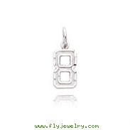 14K White Gold Small Diamond-Cut Number 8 Charm