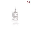 14K White Gold Small Diamond-Cut Number 9 Charm