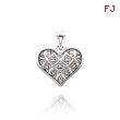14K White Gold Small Diamond-Cut Quilted Heart Pendant