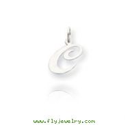 14K White Gold Small Fancy Script Initial "C" Charm