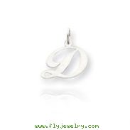 14K White Gold Small Fancy Script Initial "D" Charm