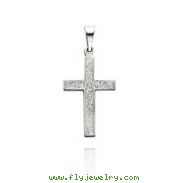 14K White Gold Small Floral Design Cross Pendant