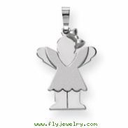14k White Gold Small Girl with Bow on Right Engraveable Charm
