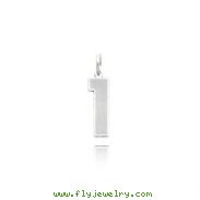 14K White Gold Small Satin Number 1 Charm